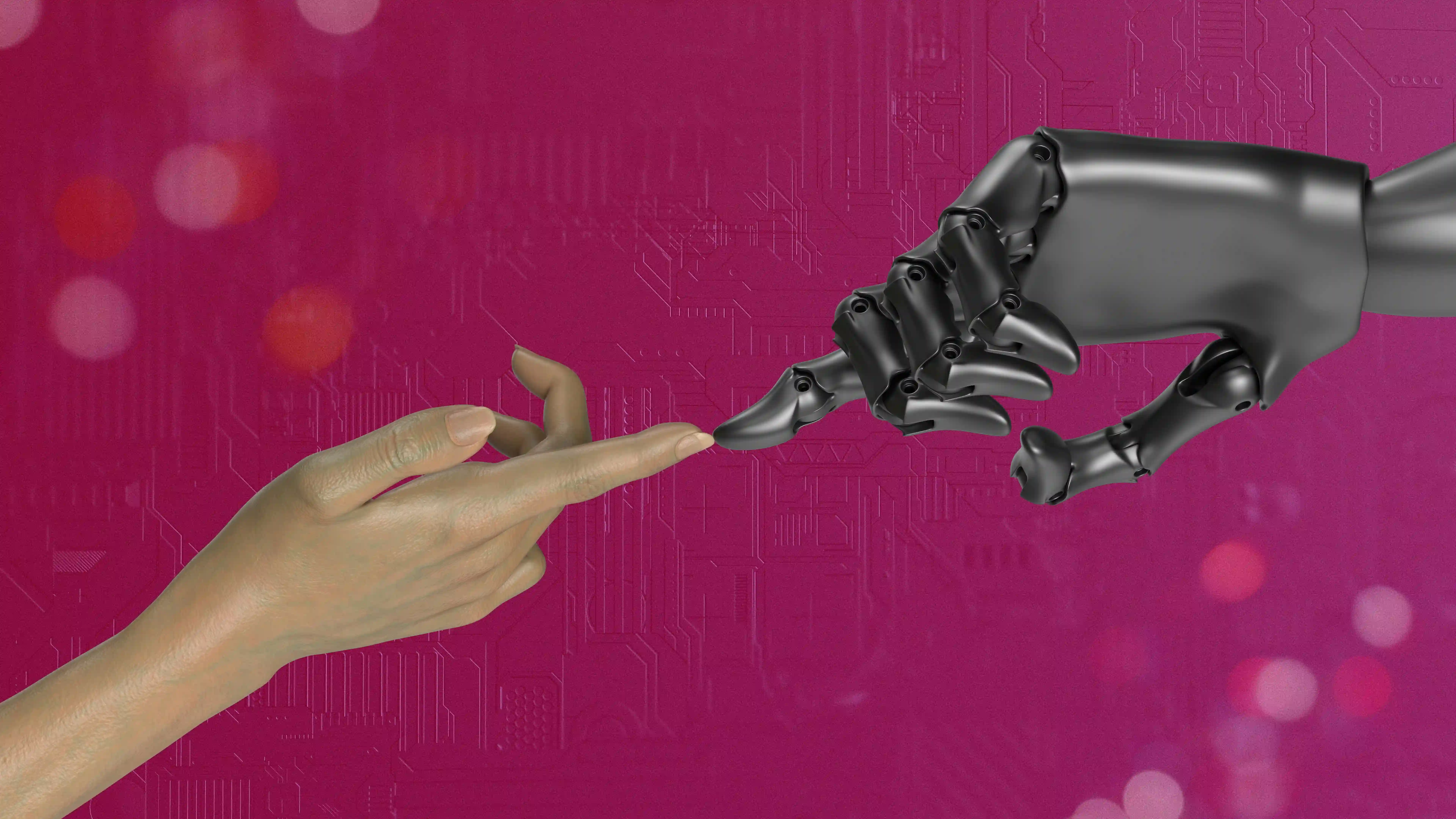 Business professionals collaborating with AI systems